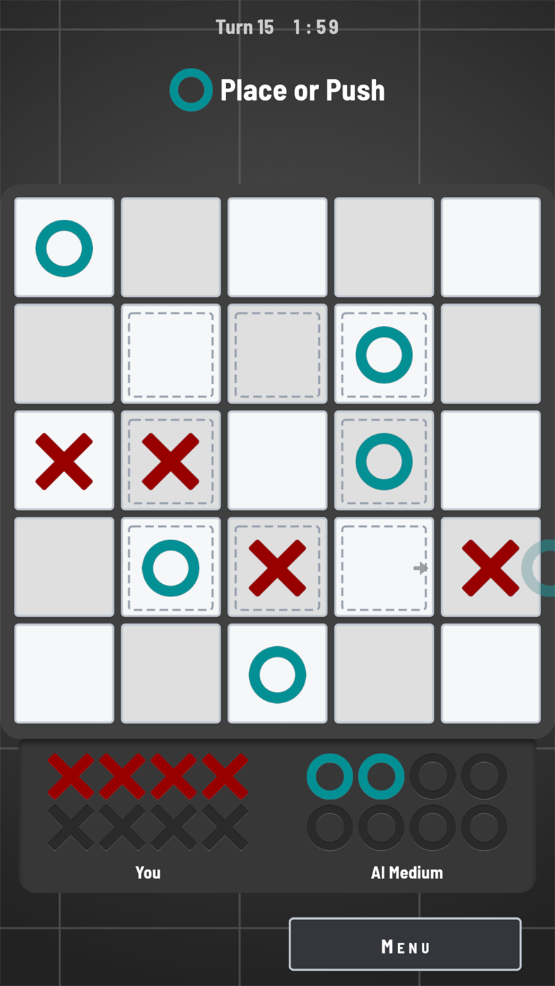 Tip Tap Attack mid-game board
